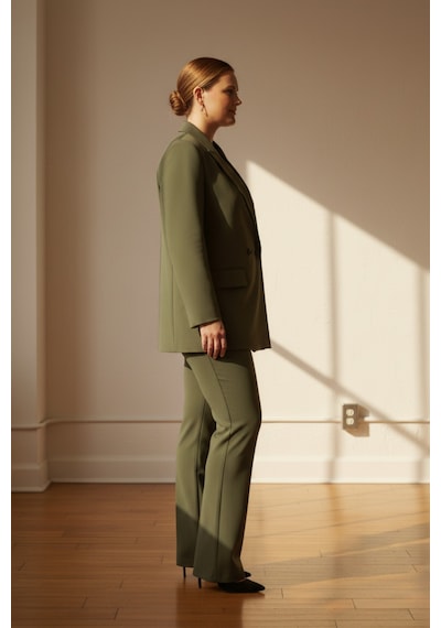 Hanezza Çift Düğmeli Blazer Ceket Plus Size Haki - 789093682 Haki