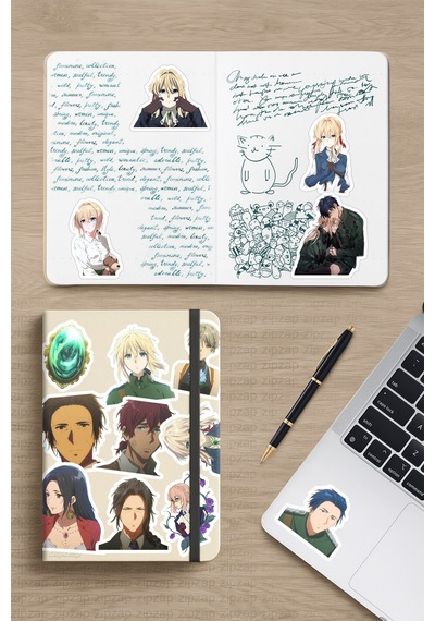 Violet Evergarden Anime Telefon Laptop Bullet Journal Yapışkanlı Folyo Sticker Paketi 20 Adet Çok Renkli