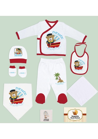 BK Kids Kişiye Özel 9 Parça Kırmızı Hastane Çıkışı ve Battaniye H