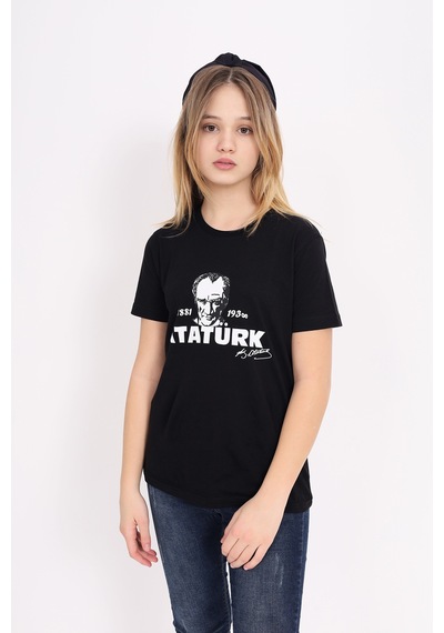 Toontoy Kids Toontoy Unisex Çocuk Baskılı Tişört Siyah