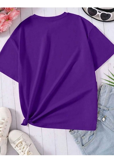 Kozia Outdoors Malkoçbey Kalp Baskili Oversize Unisex Basic T-shirt Mor