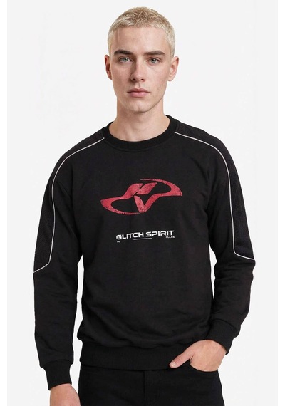 Defacto Boxy Fit Bisiklet Yaka Baskılı Sweatshirt F8660ax26spbk81 Siyah-bk81