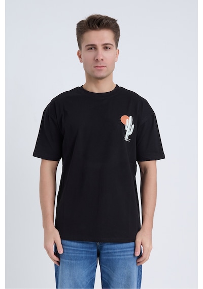 Velvoria Unisex Oversize Siyah Cactus T-shirt