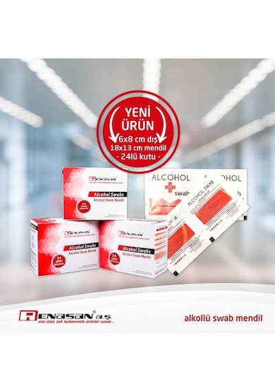Alkollü Dezenfektan Swab Mendil 5Kutu 24'Lü 18X13Cm