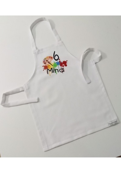 Moms And Babies Çocuk Resim Mutfak Ve Etkinlik Ana Okulu Önlüğü Su Tutmaz Kumaş İsme Özel Nakış Desenli 1 - 14 Yaş Beyaz