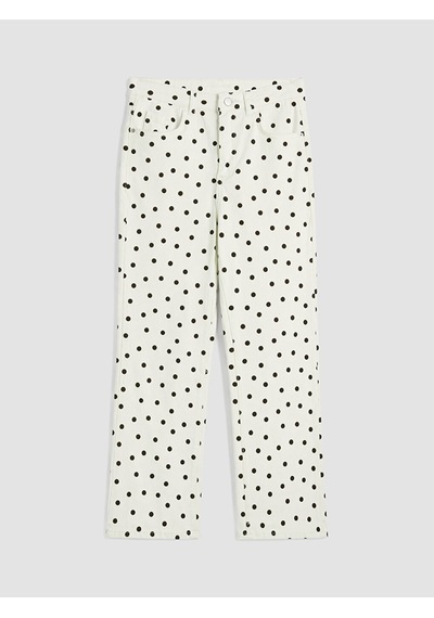 Lcw Modest Ekru Puantiyeli Straight Fit Kadın Jean Pantolon