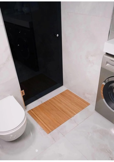 Kaydırmaz Tabanlı Bambu Banyo Paspası 70x45 Cm Doğal Ahşap Bambu Mat, Suya Dayanıklı, Kaymaz Natural