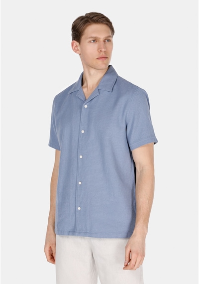 Colin's Colins Regular Fit Shirt Neck Düz Erkek Mavi Kısa Kol Gömlek Cl1072864 Q1.v1 Ble Mavi