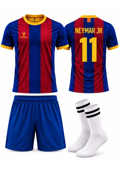 Yenteks Neymar Jr Yazılı Bordo Çocuk Forma Seti Çorap Hediyeli
