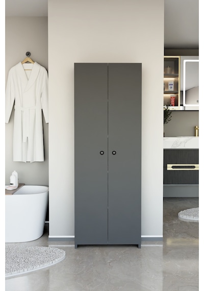 Alpaevmobilya Çok Amaçlı 2 Kapaklı 5 Raflı 150 Cm Banyo Dolabı Organizer Düzenleyici Ve Çamaşır Odası Dolabı Antrasit Alpaevmobilya Çok Amaçlı 2 Kapaklı 5 Raflı 150 Cm Banyo Dolabı Organizer Düzenleyici Ve Çamaşır Odası Dolabı Antrasit