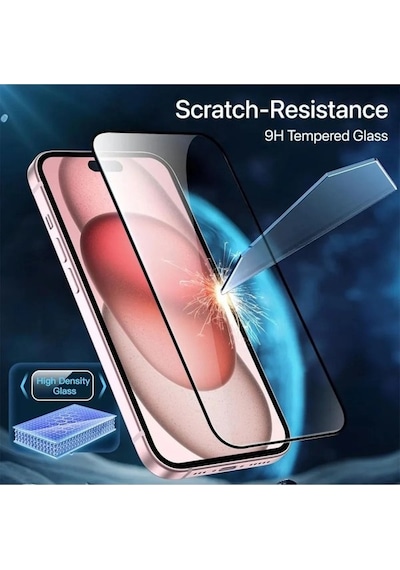 Ennar Apple Uyumlu iPhone 15 Plus Tam Kaplayan Anti Statik Kırılmaz Cam Ekran Koruyucu