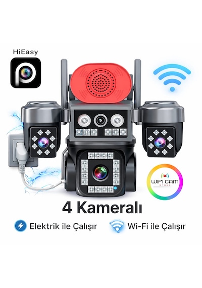 4 Kameralı Wi-fi Güvenlik Kamerası Elektrikli