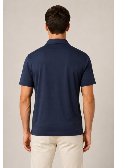 Alexander Gardi Teknik Kumaş Fermuarlı Polo T-shirt Lacivert