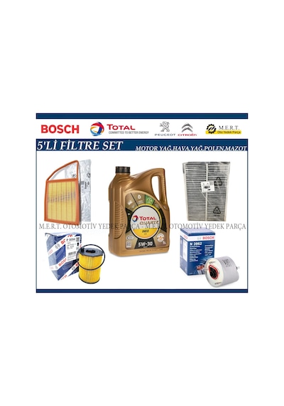 Peugeot Partner 1.6 Hdi Euro 5 Filtre Bakım Seti + Motor Yağı