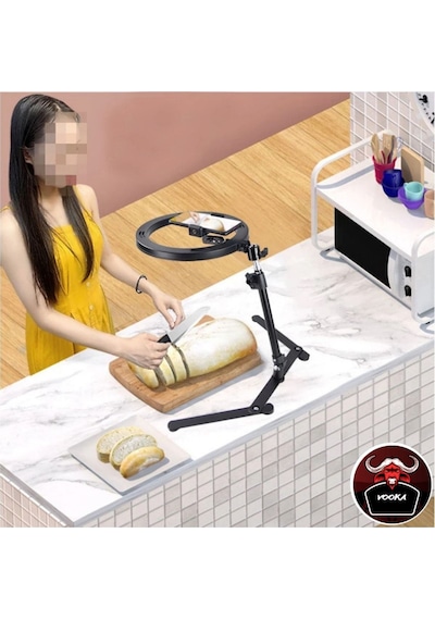 Vilya Profesyonel 10inç Çalışma Masası Işığı Masa Ürün Çekim Led Işıklı Telefon Tripod Standı