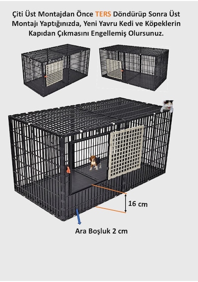 Leganest Alt Üst Kapalı Kedi Köpek Kafesi 50 x 50 x 100 CM