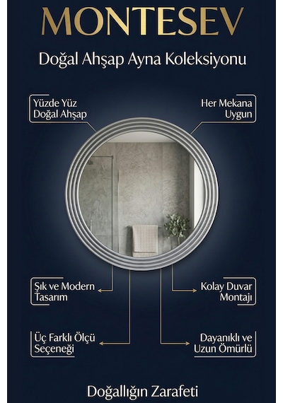 Zümrüt Gümüş Dekoratif Ayna Yuvarlak Işlemeli Duvar Aynası 43 Cm Gümüş