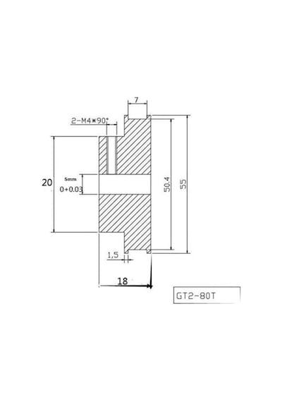 Gt2 6Mm 80 Diş Kasnak Iç Çap 5 Mm