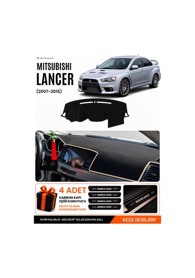 Mıtsubıshı Lancer 2007-2015 Uyumlu Torpido Örtüsü, Torpido Kılıfı - Siyah Bej