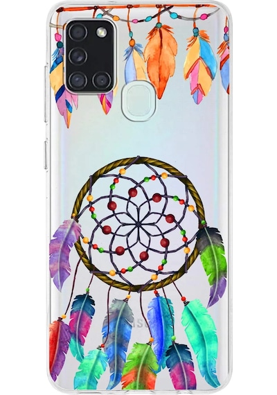Samsung Galaxy A21s İle Uyumlu 1mm Slim Fit Nazar Boncuğu 6 Baskılı Şeffaf Kılıf Şeffaf