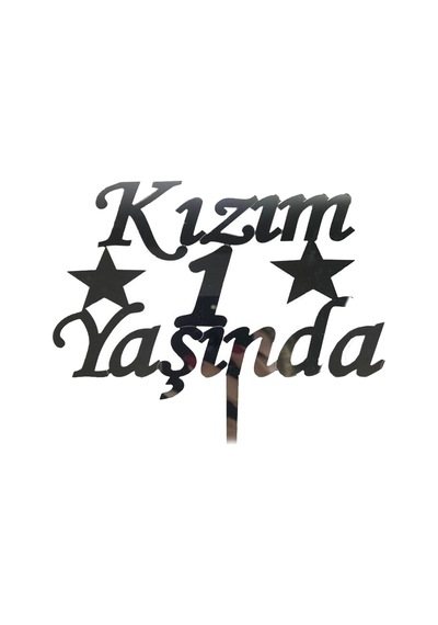 Kızım 1 Yaşında İlk Yaş Doğum Günü Partisi Pleksi Pasta Süsü Gümüş Renk Çok Renkli