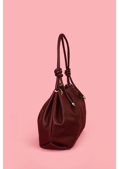 Westbag Kadın Dokulu Büzgülü Premium El Ve Omuz Çantası Bordo