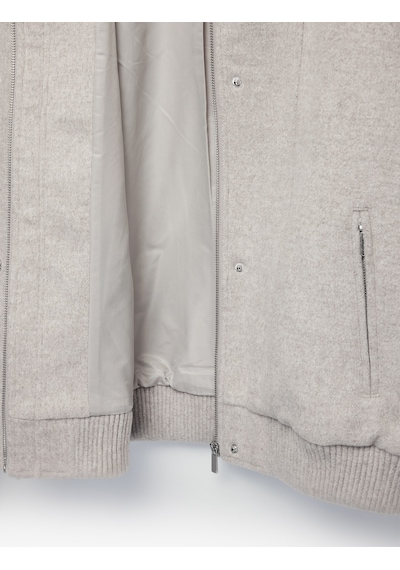 Koton Fermuarlı Cepli Dik Yaka Uzun Kollu Oversize Kaşe Bomber Mont Vizon 6sak20025ew
