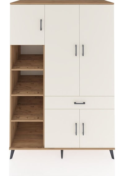 Kronos Dolap 8 Raflı Tek Çekmeceli 5 Kapaklı 132x59x195 Çam-a... Çam