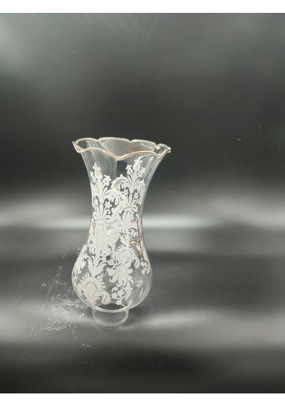 Avize Lamba Camı.altın Yaldızlı,motifli Alt Yuva Çapı:4.50 Cm-h:21.00 Cm E.14 Mum Ampule Göre.