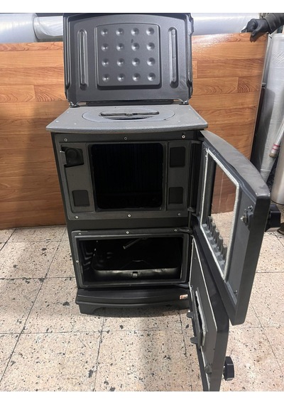 Bekaş 915-bekaş Camlı Lüx Salon Turbo Şömine Ateş Tuğlalı Soba Mat Siyah Renk
