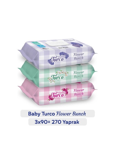Baby Turco Flower Bunch Islak Havlu 3X90 (270 Yaprak)