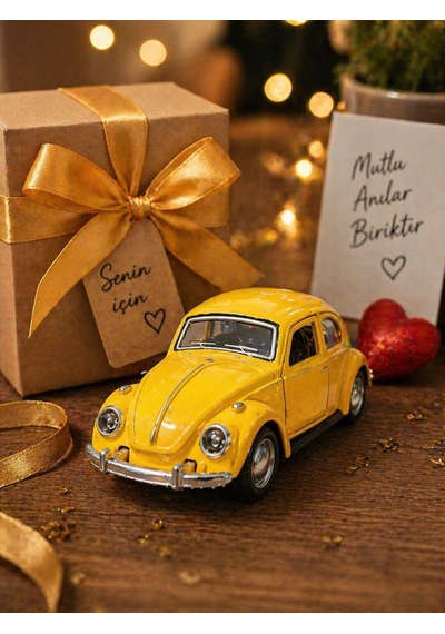 12 Cm Metal Klasik Vosvos Araba Sarı Çek Bırak Oyuncak Araba Açılır Kapılı Die Cast Model Araba
