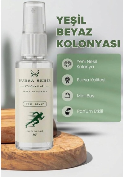 Bursa Şehir Kolonyaları Yeşil Beyaz Eau De Cologne 80 , 45 Ml