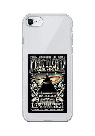 Apple Uyumlu iPhone 8 Şeffaf Kılıf Pink Floyd Tasarımlı