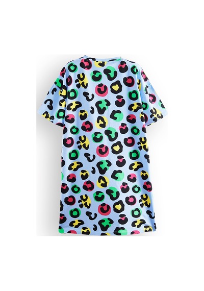 Denokids Leopar Kız Çocuk Oversize Elbise Renkli Çok Renkli