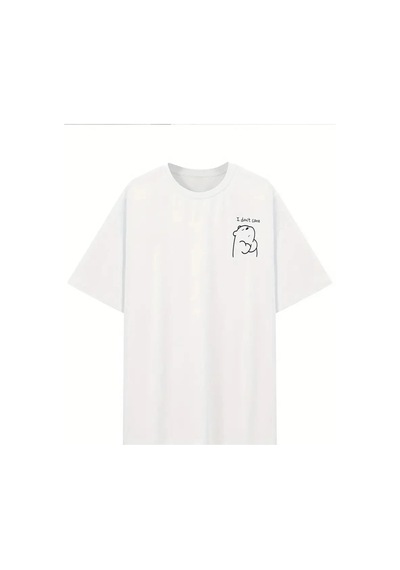Wear Vexel Kadın T-shirt Kısa Kollu, "umrumda Değil" Baskılı Tişört - Beyaz Beyaz
