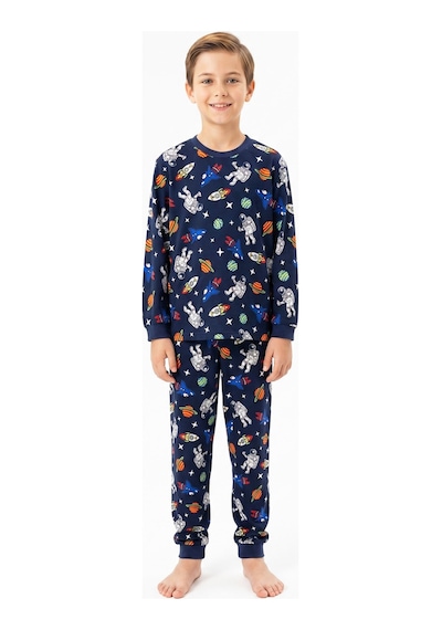 Modanino %100 Pamuk Erkek Çocuk Pijama Takımı 8-13 Yaş 12735ıs Koyu Lacivert