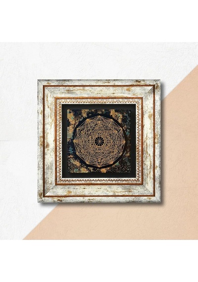 Lexroo Sri Yantra Taş Duvar Tablosu - Çerçeveli Taş Tablo - Dekoratif Duvar Sanatı