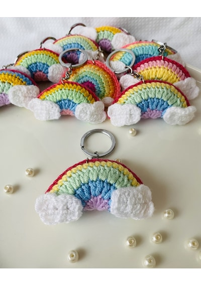 Fynbos Amigurumu Renkli Gökkuşağı Figürlü Anahtarlık