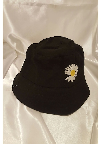 Şapka Bucket Şapka Balıkçı Kova Şapka Unisex Yuvarlak Şapka Papatya İşlemeli ÇoK Renkli Çok Renkli