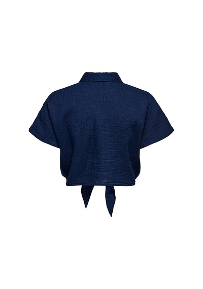 Only Onlleonı Seersucker Cap Knot Shırt Wvn Kadın Blue Gömlek - 15367290 Mavi