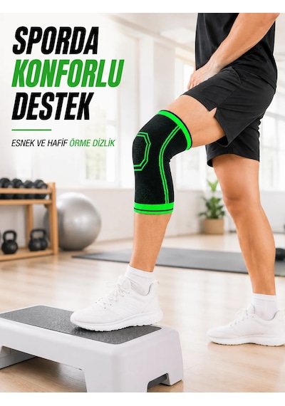 Diz Örme Dizlik Esnek Nefes Alabilen Spor Fitness Yürüyüş Dizliği Siyah
