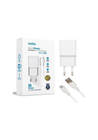 Adaptör Weko Wk-21434 S6 2.1 Amper Şarj Başlık Adaptörü + Mıcro Usb Kablo