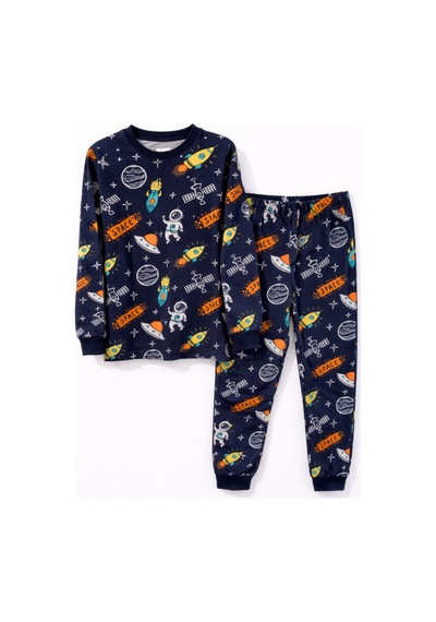 Mini Stella Kids Astronot Desenli Erkek Çocuk Pijama Takımı Lacivert