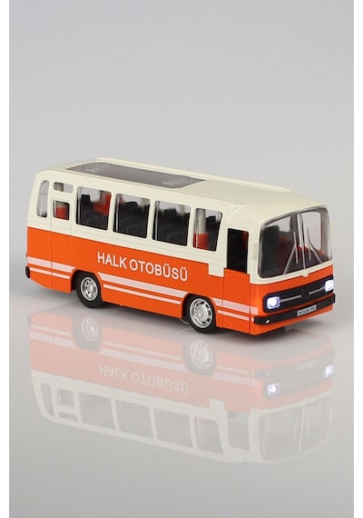 Nostalji Halk Otobüsü Çek Bırak Oyuncak Araba 15 Cm Turuncu Sesli Ve Işıklı Farlar
