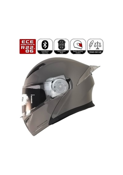 Fr-965 Nardo Motosiklet Kaskı Çene Açılır Güneş Vizörlü Motorcu Kask Siyah
