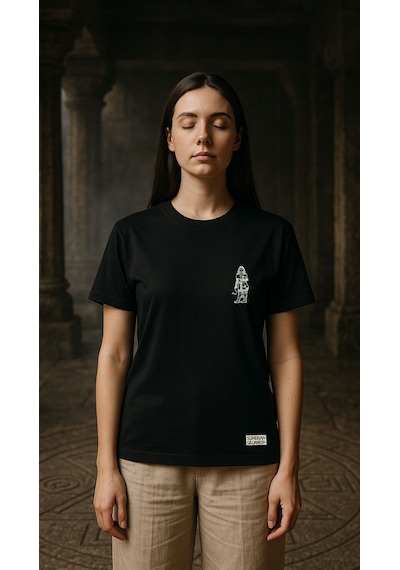 Unisex T-shirt Nakışlı Sümerler Inanna SIYAH