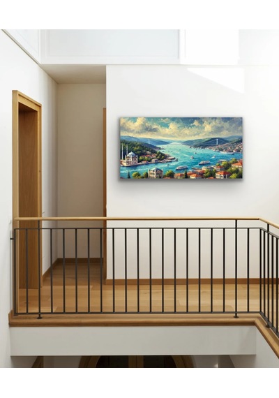 İstanbul Boğaz Manzarası Kanvas Tablo 60x120cm Çok Renkli