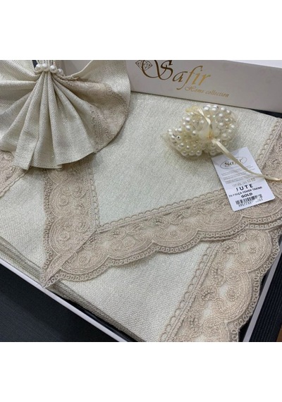 Linen Jute Simli Keten Masa Örtüsü Takımı