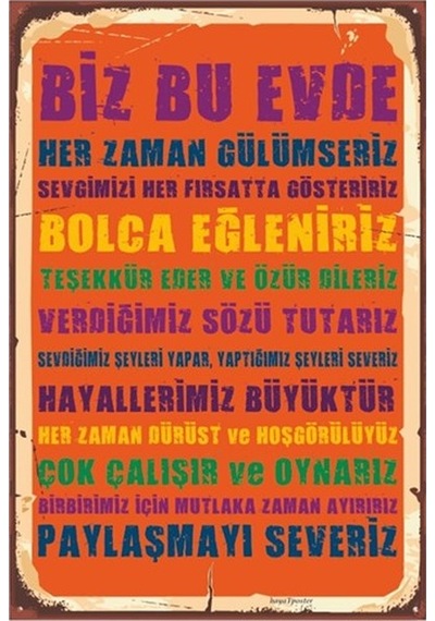 Mutlu Aile Tablosu Retro Vintage Ahşap Poster